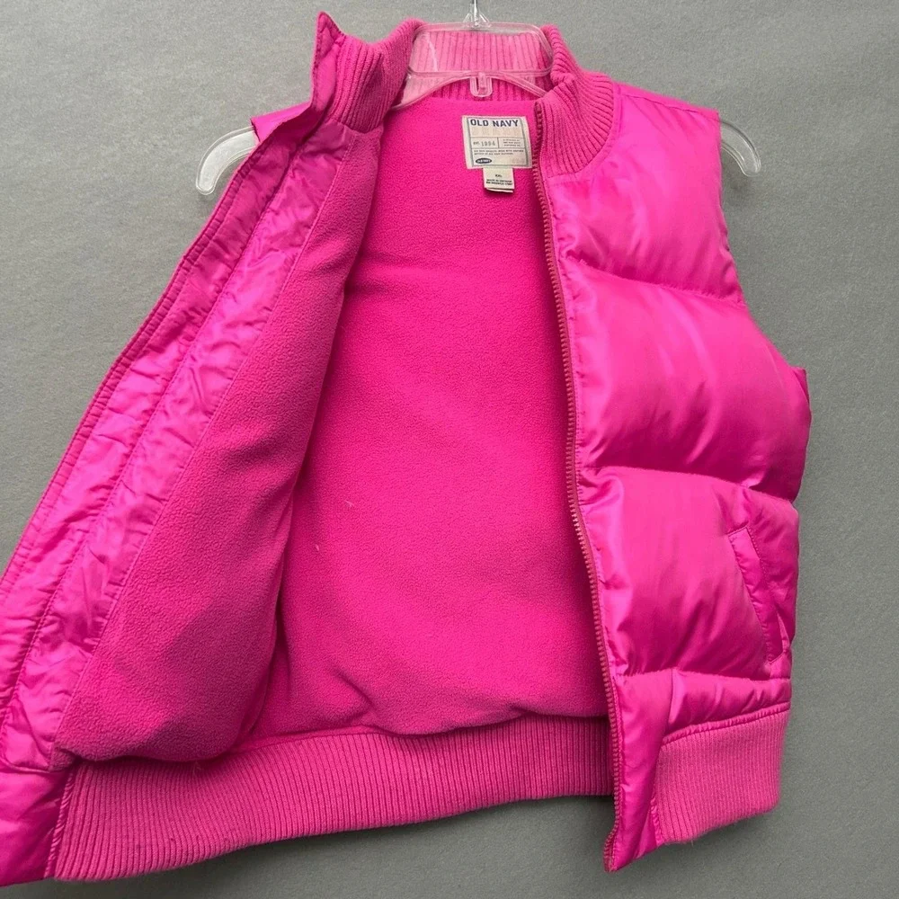 Old Navy Girls XXL Puffer Vest Hot Pink Y2K Barbiecore Fleece Lined Vintage
